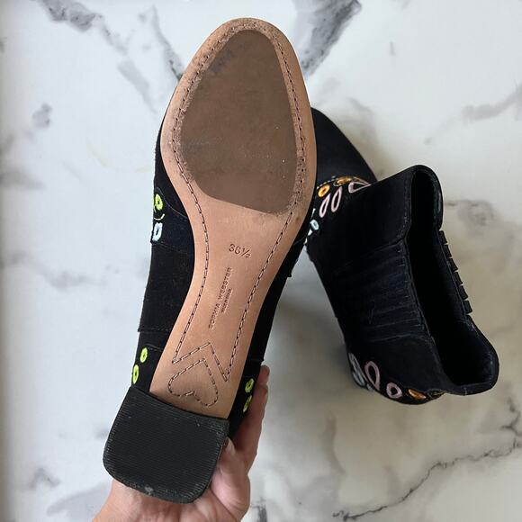 Sophia Webster Liliana Black Suede Embroidered Booties Size 38.5 - Picture 8 of 9